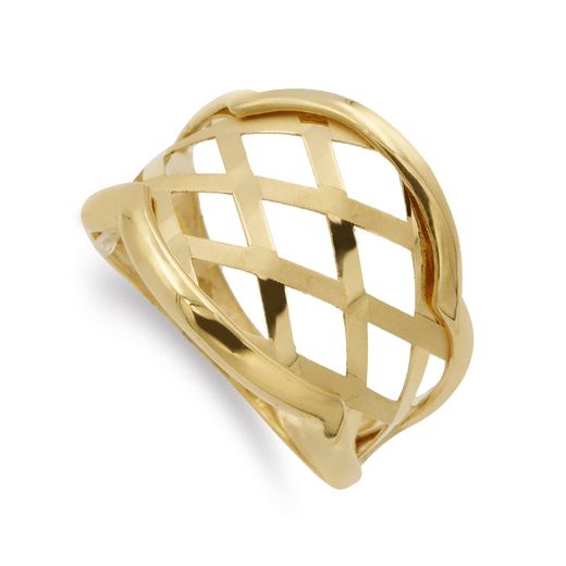 18K Sortija Oro Amarillo Motivos Calados. Ancho 16 Mm