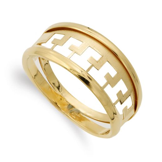 18K Sortija Oro Amarillo Motivos Calados. Ancho: 9 M