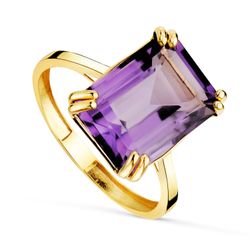 18K Sortija Oro Amarillo Piedra Amatista 7,64 Qtes. Medida: 14X10Mm