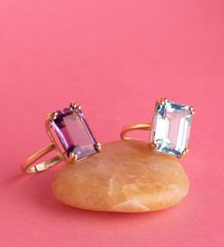 18K Sortija Oro Amarillo Piedra Amatista 7,64 Qtes. Medida: 14X10Mm
