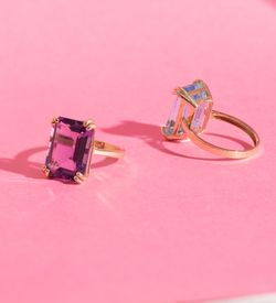 18K Sortija Oro Amarillo Piedra Amatista 7,64 Qtes. Medida: 14X10Mm