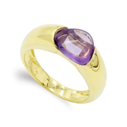 18K Sortija Oro Amarillo Piedra De Color. Ancho: 8 Mm