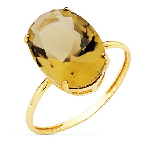 18K Sortija Oro Amarillo Piedra Oval 14X10 Mm Color Fume.