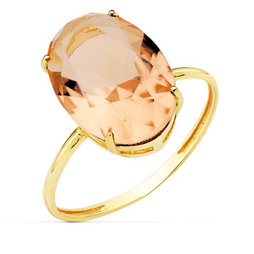 18K Sortija Oro Amarillo Piedra Oval 14X10 Mm Color Kuncita