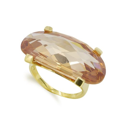 18K Sortija Oro Amarillo Piedra Oval Con Garras. Ancho: 28X14 Mm