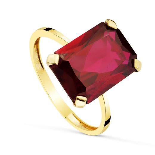 18K Sortija Oro Amarillo Piedra Rubi Spinel 14 X 10 Mm. Ancho Cuerpo: 2Mm