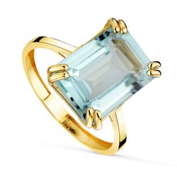 18K Sortija Oro Amarillo Piedra Topacio Azul 4,33 Qtes. Medida: 14X10Mm