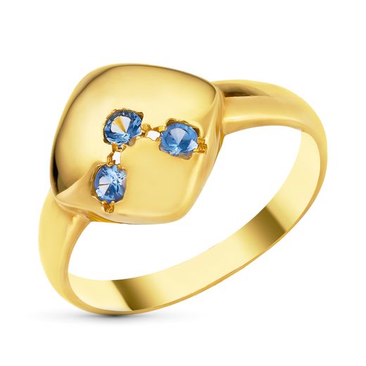 18K Sortija Oro Amarillo Rombo Con Circonitas. Ancho: 12 Mm