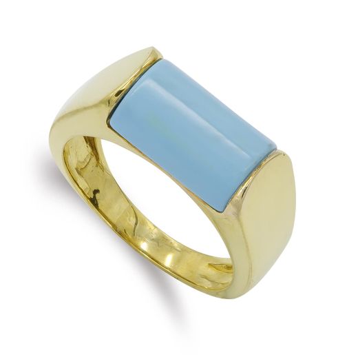 18K Sortija Oro Amarillo Turquesa. Ancho: 8,5 Mm