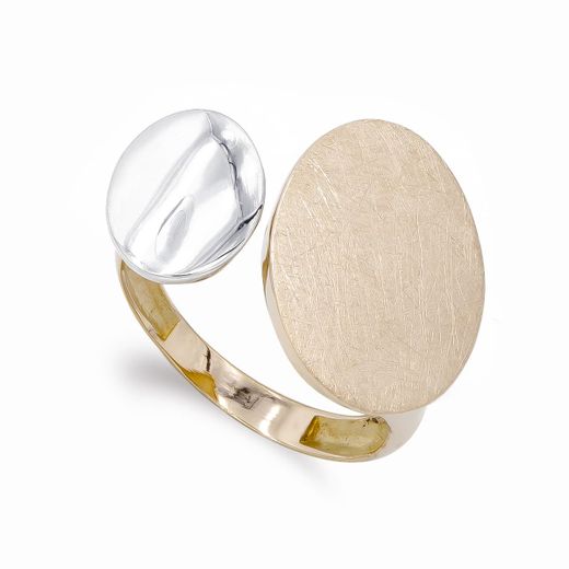 18K Sortija Oro Bicolor Blanco Y Rosa Abierta. 22 X 17,5 Mm