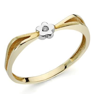 18K Sortija Oro Bicolor Brillante. 0.010 Qts. Ancho: 4Mm