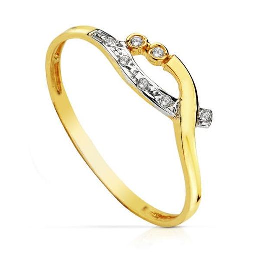 18K Sortija Oro Bicolor Circonitas