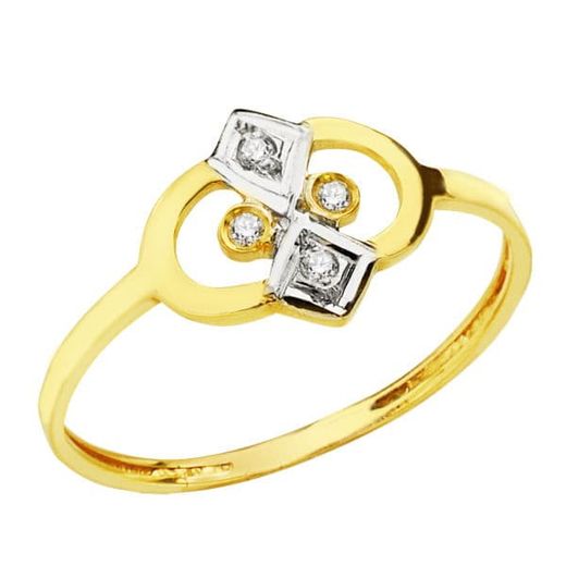 18K Sortija Oro Bicolor Con Circonitas. Ancho: 9 Mm