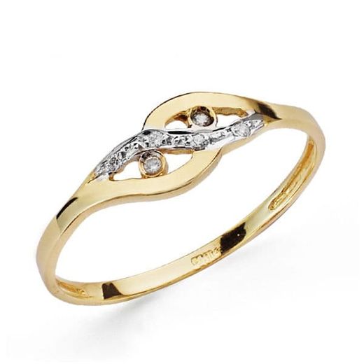 18K Sortija Oro Bicolor Con Circonitas