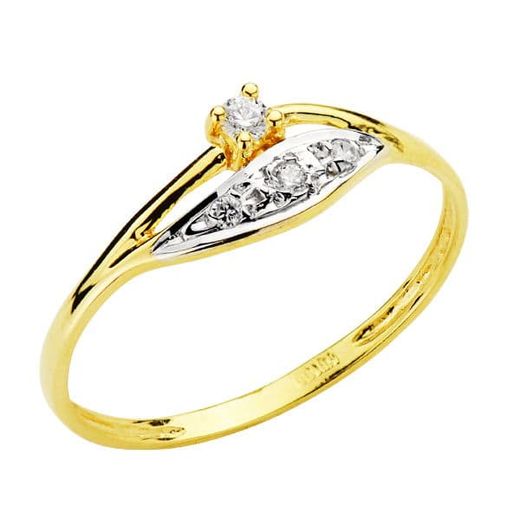 18K Sortija Oro Bicolor Con Circonitas
