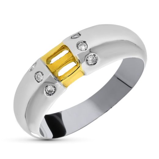 18K Sortija Oro Bicolor Diamante 0.15 Qts.