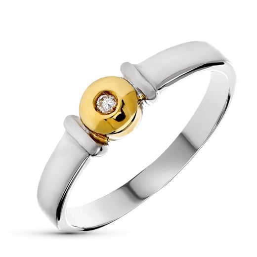 18K Sortija Oro Bicolor Diamante Talla Brillante 0,02 Qts. Ancho: 5 Mm