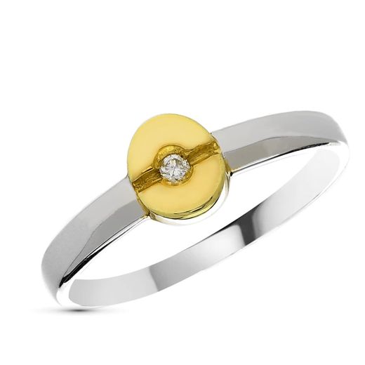 18K Sortija Oro Bicolor Diamante Talla Brillante 0,02 Qts. Ancho: 6 Mm