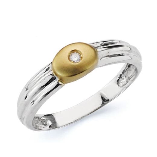 18K Sortija Oro Bicolor Diamante Talla Brillante 0.020 Qts.