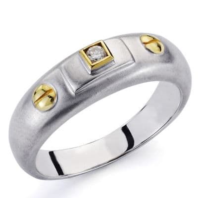 18K Sortija Oro Bicolor Diamante Talla Brillante 0.030 Qts.