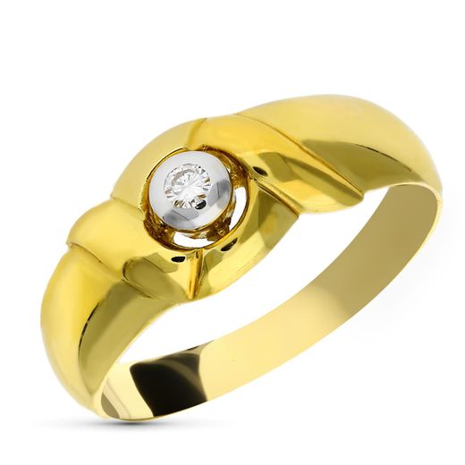 18K Sortija Oro Bicolor Diamante Talla Brillante. 0,05 Qts.