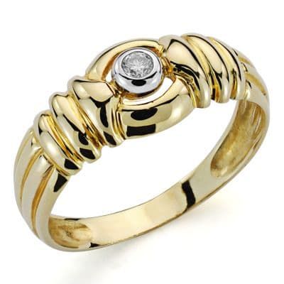 18K Sortija Oro Bicolor Diamante Talla Brillante. 0,10 Qts.