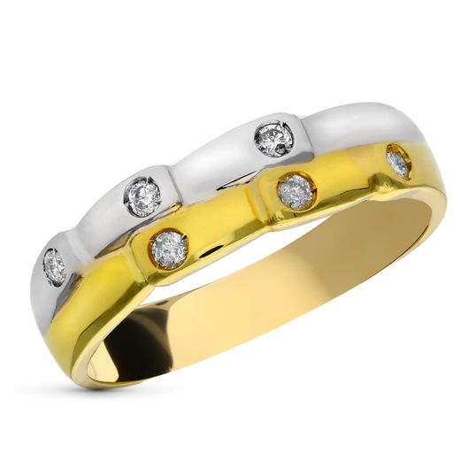 18K Sortija Oro Bicolor Diamantes Talla Brillante 0.020 Qts.