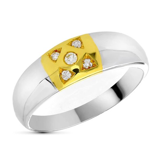 18K Sortija Oro Bicolor Diamantes Talla Brillante 0.025 Qts.
