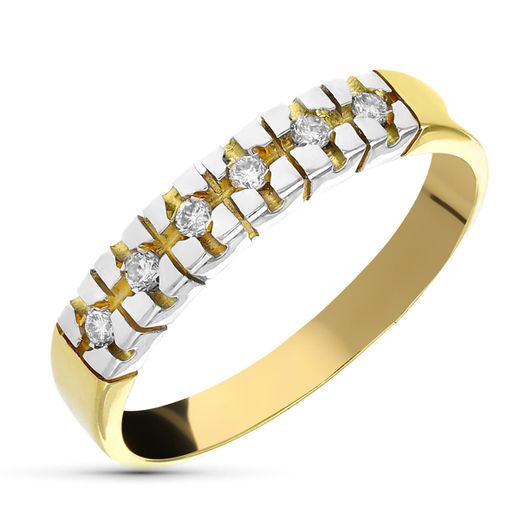 18K Sortija Oro Bicolor Diamantes Talla Brillante 0,20 Qts. Ancho: 4 Mm