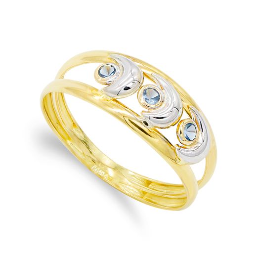 18K Sortija Oro Bicolor Y Circonitas