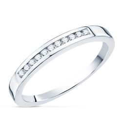 18K Sortija Oro Blanco 11 Diamantes 0,150 Qts. Si-H