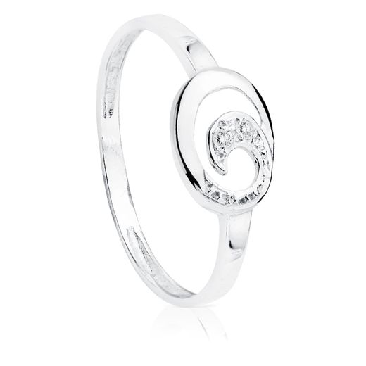 18K Sortija Oro Blanco 2 Diamantes Talla Brillante 0.016 Qts. 9X7 Mm