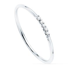18K Sortija Oro Blanco 5 Diamantes 0.025 Qts. Cuerpo Redondo 1 Mm