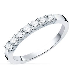 18K Sortija Oro Blanco 7 Diamantes 0.40 Qts Pureza Vs2 Color G