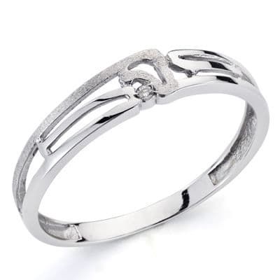 18K Sortija Oro Blanco Brillante. 0.010 Qts. Ancho: 4 Mm