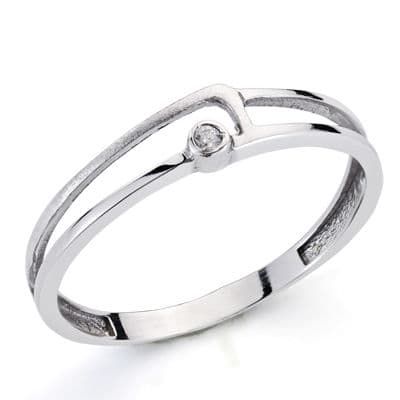18K Sortija Oro Blanco Brillante. 0.013 Qts.