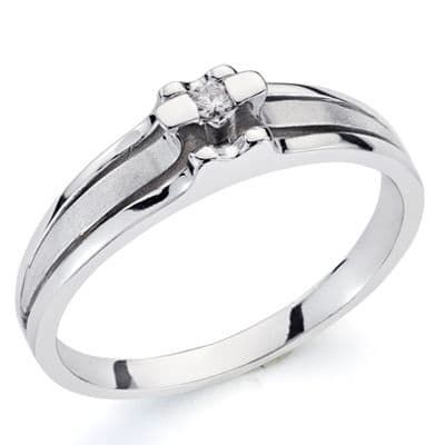 18K Sortija Oro Blanco Brillante. 0.042 Qts. Ancho: 5Mm