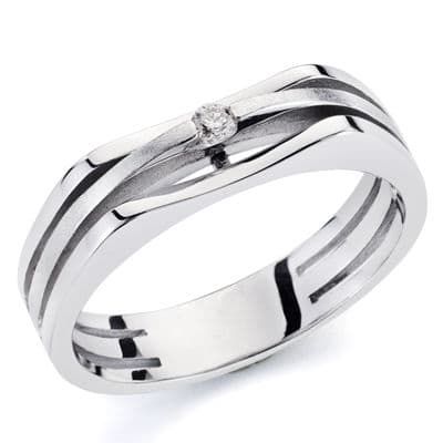 18K Sortija Oro Blanco Brillante. 0.046 Qts.