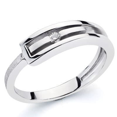 18K Sortija Oro Blanco Brillante. 0.046 Qts.