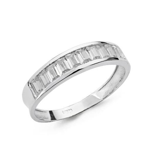 18K Sortija Oro Blanco Circonita Barritas 4.5 Mm