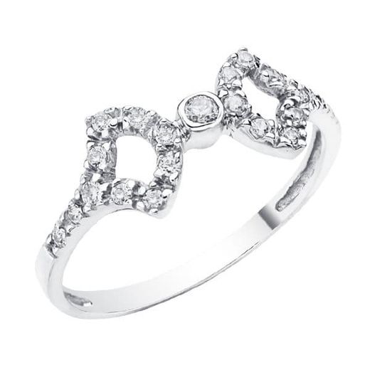 18K Sortija Oro Blanco Con Circonitas. Ancho: 7,5 Mm