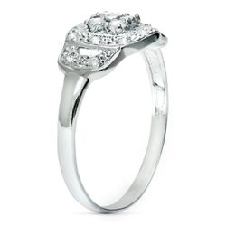 18K Sortija Oro Blanco Con Circonitas. Ancho: 9 Mm