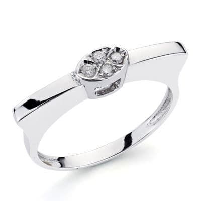 18K Sortija Oro Blanco Con Diamantes Talla Brillante 0.100 Qts.