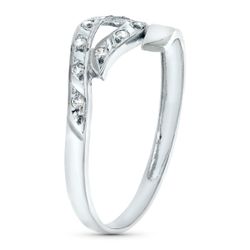 18K Sortija Oro Blanco Cruzada Con Circonitas. Ancho 7 Mm