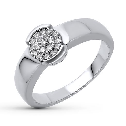 18K Sortija Oro Blanco Cuajo 19 Diamantes. Ancho: 8,5 Mm