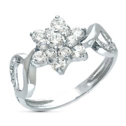 18K Sortija Oro Blanco Cuajo Con Circonitas. Ancho 10 Mm