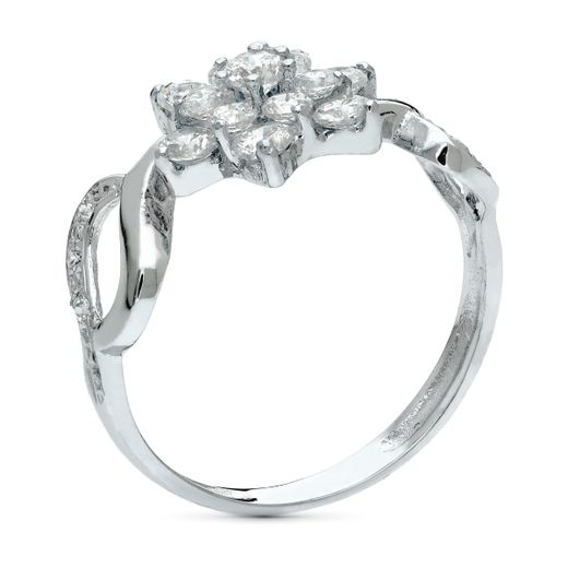 18K Sortija Oro Blanco Cuajo Con Circonitas. Ancho 10 Mm