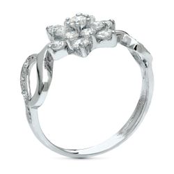 18K Sortija Oro Blanco Cuajo Con Circonitas. Ancho 10 Mm