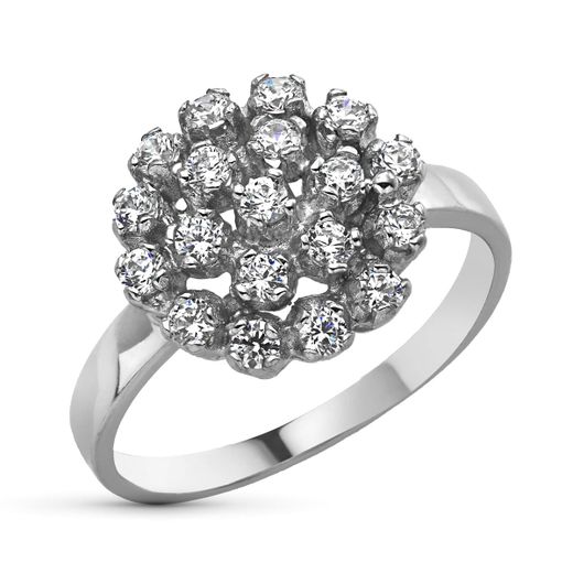 18K Sortija Oro Blanco Cuajo Con Circonitas. Ancho 13 Mm