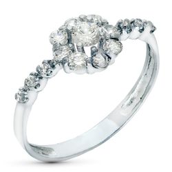 18K Sortija Oro Blanco Cuajo Con Circonitas. Ancho: 8 Mm